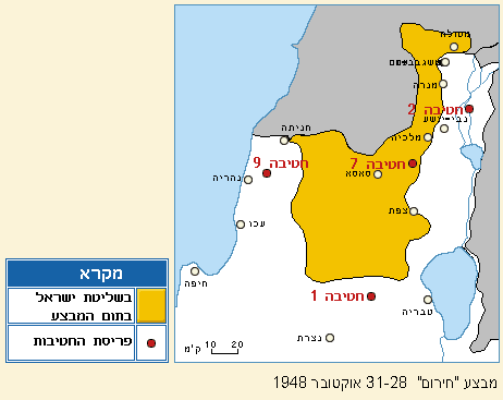 מפת מבצע "חירם" : 28 - 31 אוקטובר 1948